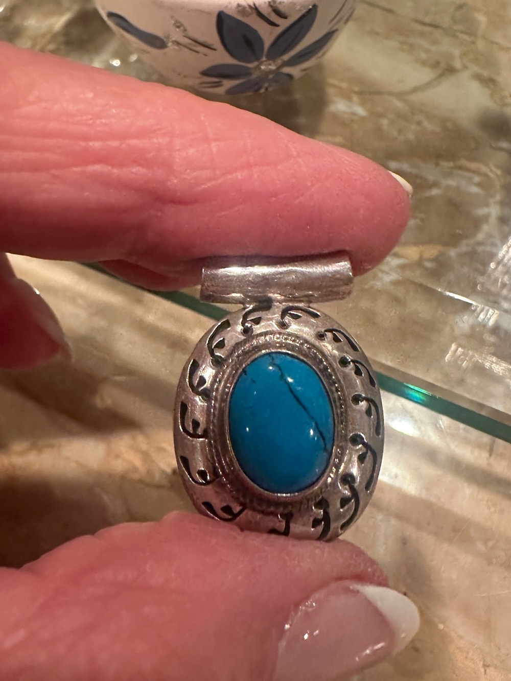 Rare vintage Sterling Silver and Turquoise pendant